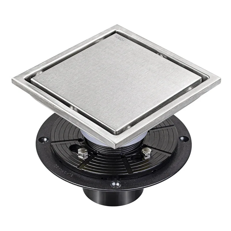 Imagem -05 - Sus 304 Stainless Steel Square Shower Floor Drain com Flange Food Grade Quadrato Pattern Grade Removível in in