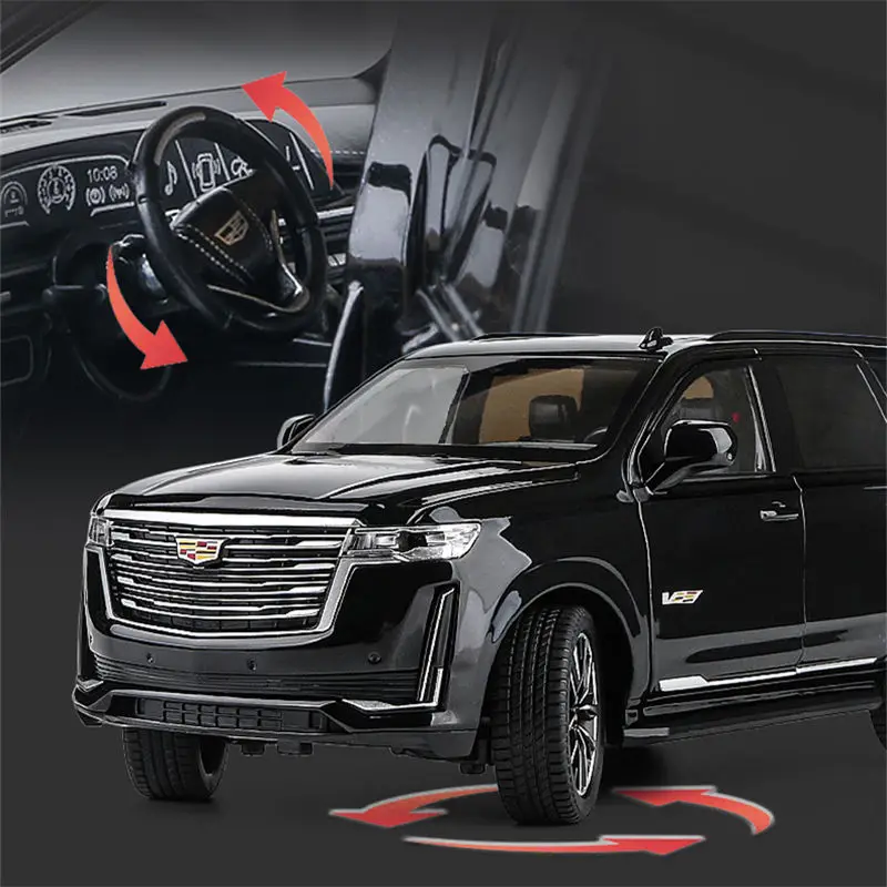 1/24 Escalade SUV Alloy Car Model Diecasts Metal Off-road Vehicles Car Model Simulation Sound and Light Collection Kids Toy Gift