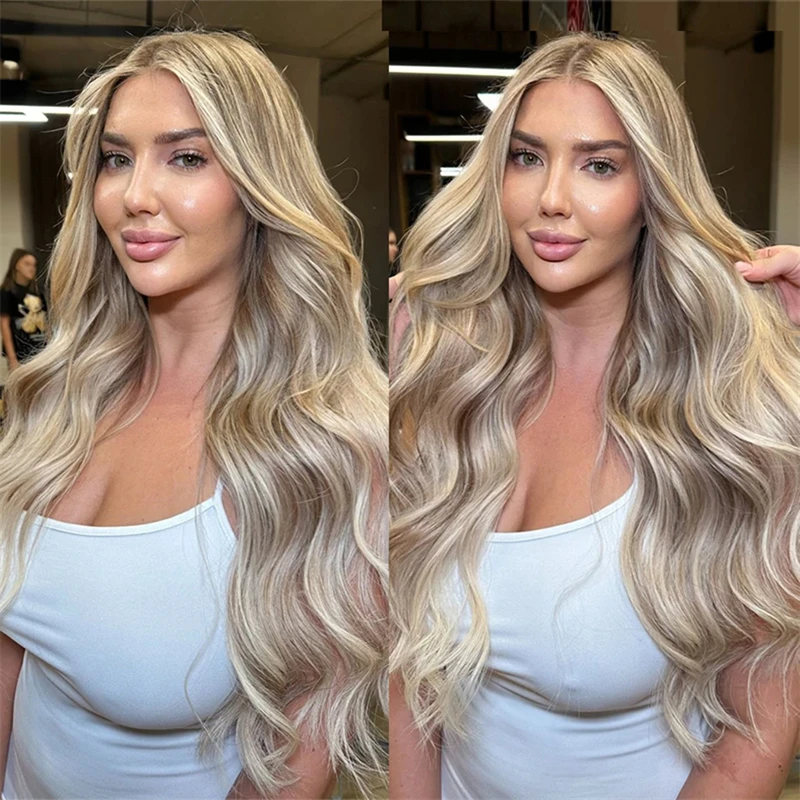 

13x6 Ombre Ash Blonde With Root Colored Lace Front Wigs For Women Human Hair Body Wave Ombre Ash Blonde HD Lace Frontal Wigs