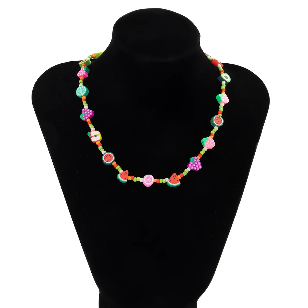 Neue Koreanische Mode Simulierte Perlen Halskette Für Frauen/Männer Böhmen Bunte Geometrische Obst Blumen Kette Halsband Kpop Schmuck – Detail 12