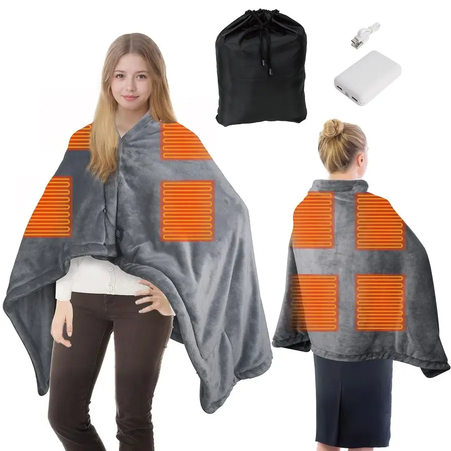 

Heated Blanket with 10000mAh Power Bank, USB Battery Operated Electric Blanket, 3 Heat Settings, Portable Warm Throw for Home, O