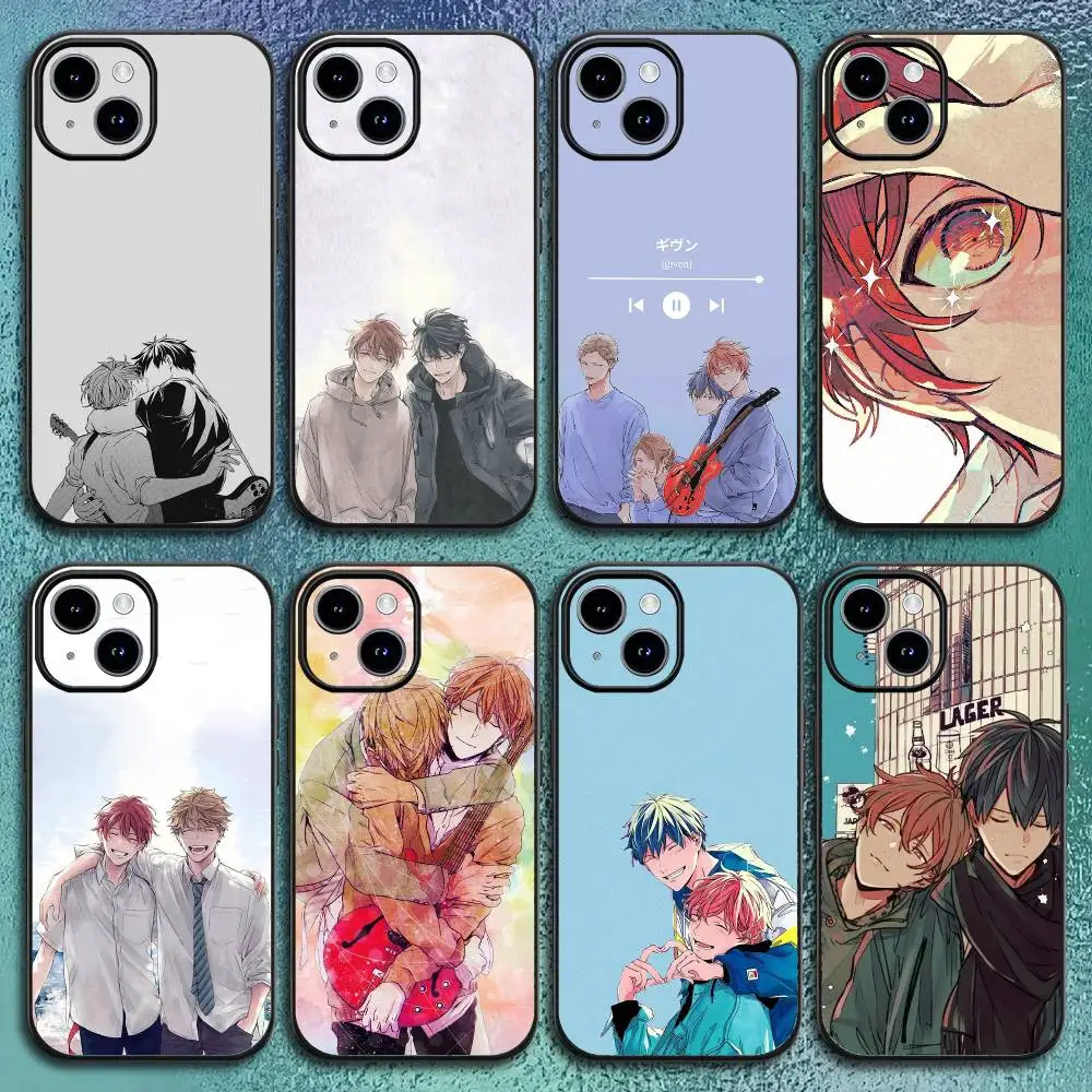 G-GIVEN أنيمي الحب جراب هاتف آيفون 11 12 13 14 15 16Pro ماكس زائد كلاسيكي أسود لينة قذيفة