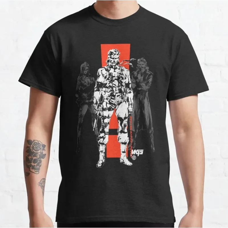 2025 new model MGS2 GEAR SOLID 2SONS OF LIBERTY Kojima Productions Solid Snake Foxhound Game T-Shirt for Men2 Men Clothing