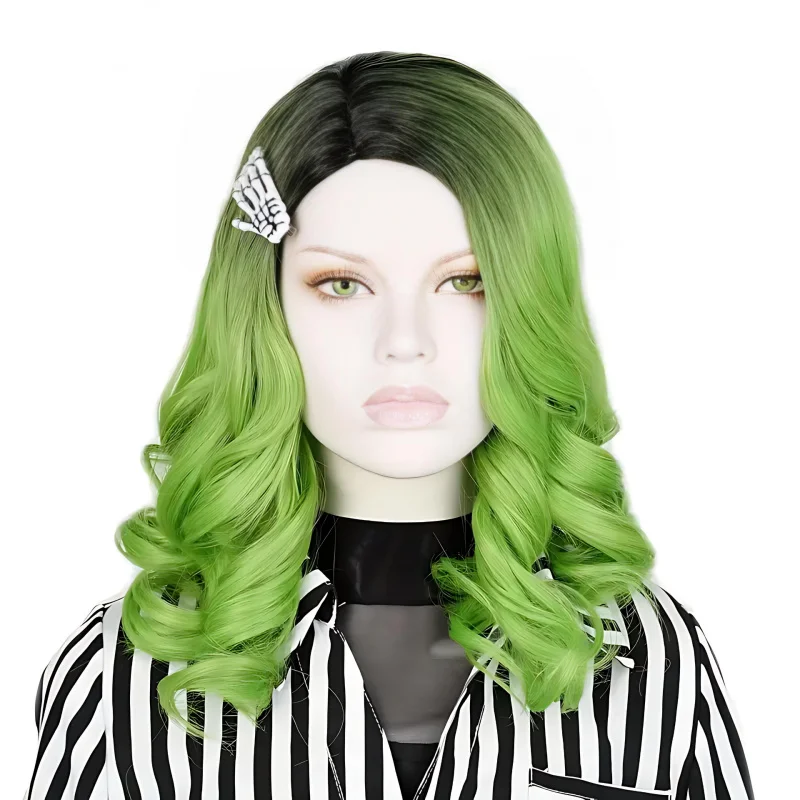 

Короткие зеленые парики с эффектом омбре, вьющийся парик, короткие зеленые парики для Хэллоуина для женщин, вьющиеся термостойкие синтетические заколки для волос в парике (изумрудный)
