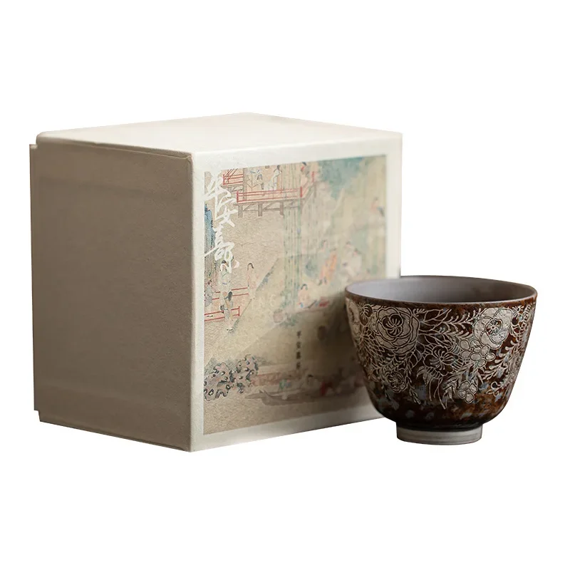 Retro Coarse Pottery Rock Mud Agarwood Tea Cup Large Host Mug Kung Fu Tea Set