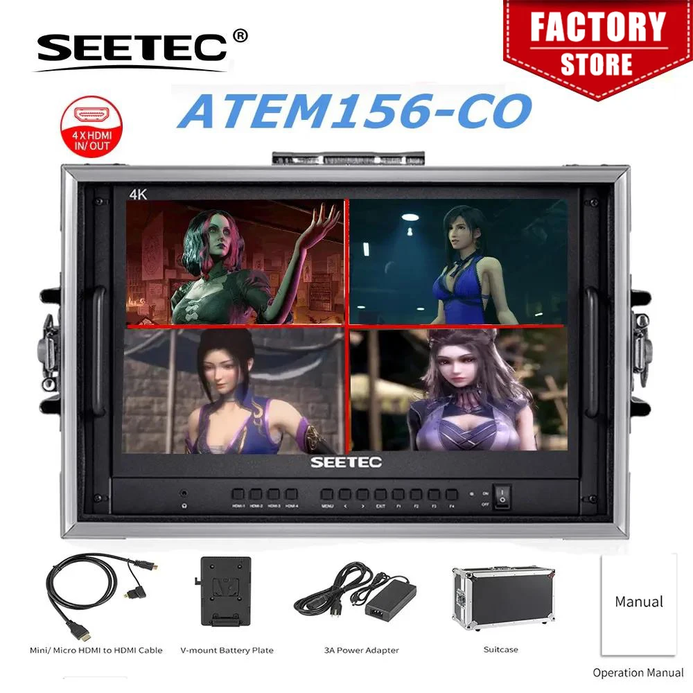 

SEETEC ATEM156-CO 15.6 4K HDMI Multiview Carry-on Live Streaming Broadcast Director Monitor for ATEM Mini Mixer Pro LCD Monitors