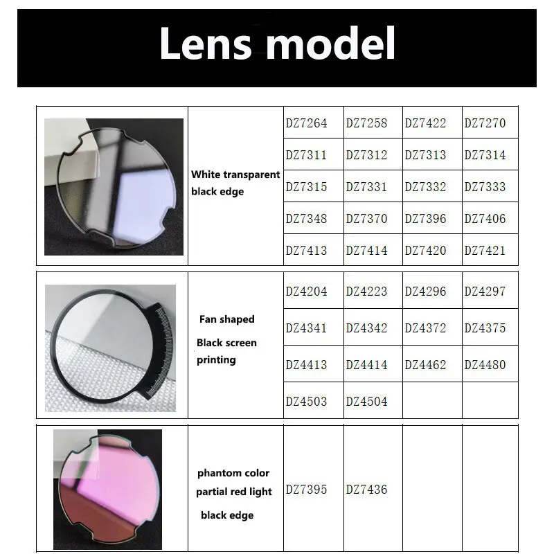 عدسات زجاجية معدنية للديزل Wctch ، قطع غيار سطح المرآة ، DZ7370 ، DZ7395 ، DZ7396 ، DZ7333 ، DZ7313 ، DZ4413 ، DZ7406