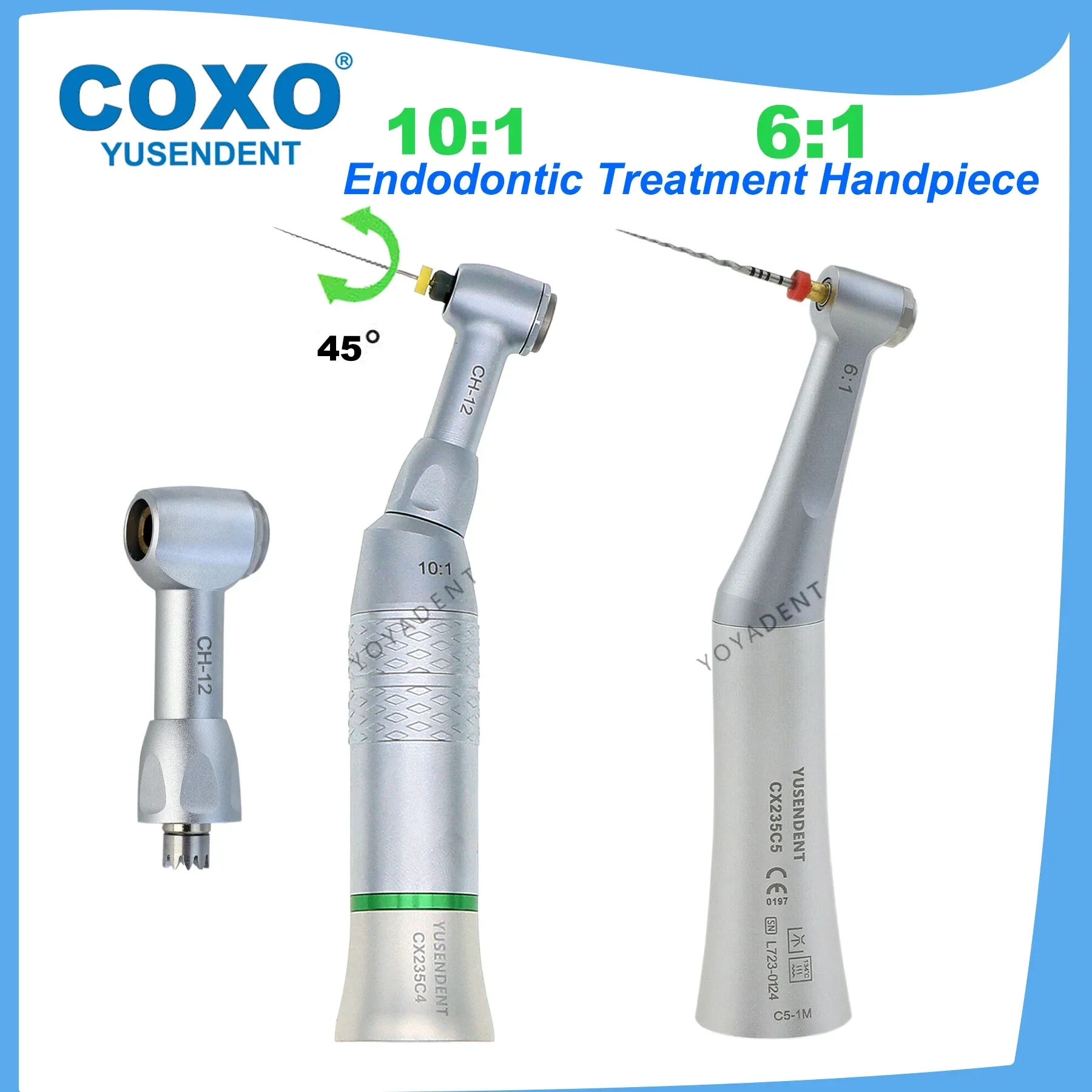 COXO alat genggam Dental kecepatan rendah, 6:1/10:1, perawatan endodontik, alat genggam sudut kontra 45 ° tipe E bolak-balik, Cocok, KAVO NSK WH