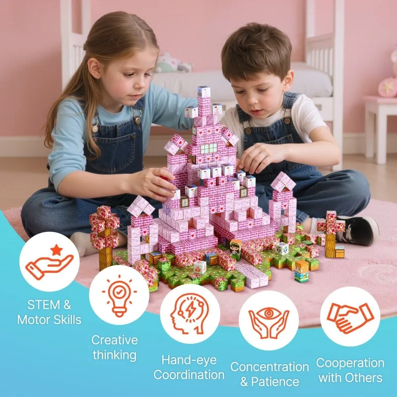 Prinzessinnenschloss, 100 Stück, magnetische Blöcke, pädagogische kreative Bausteine, für Mädchen, Kleinkinder, Vorschule, Lernen, Geschenk, Spielzeug