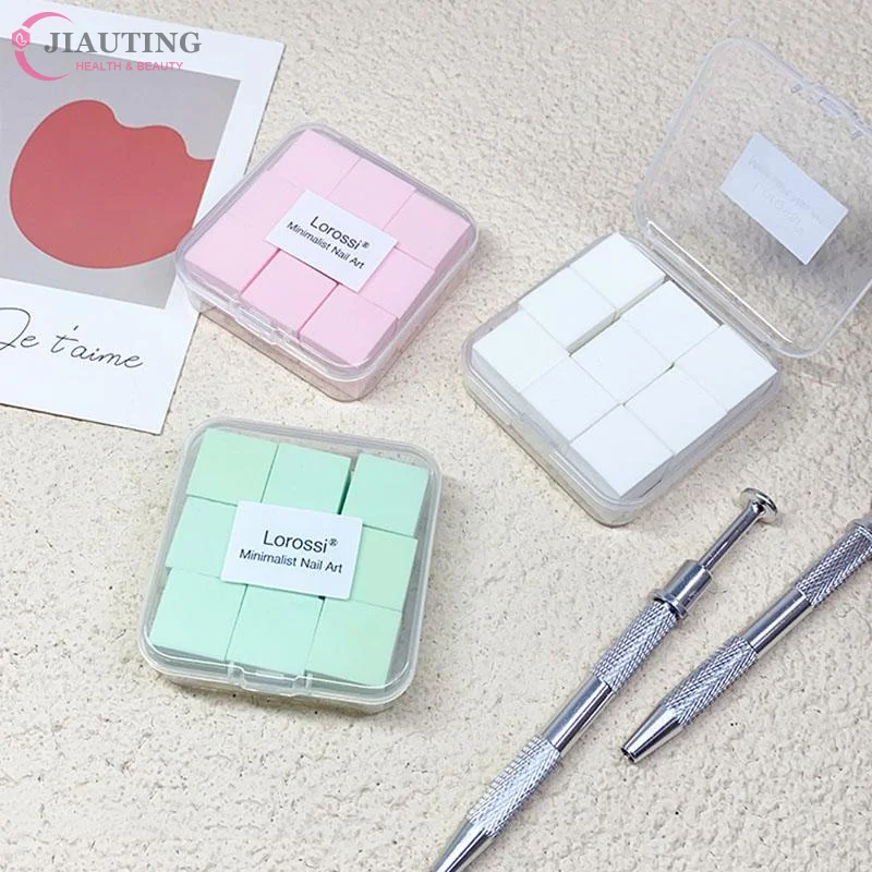 2cm/0.79in Soft Nail Art Sponge 9Pcs/Box Nail Stamper Gradient Effect Painting Gel Halo Dyeing Tool Brush DIY Manicure Salon