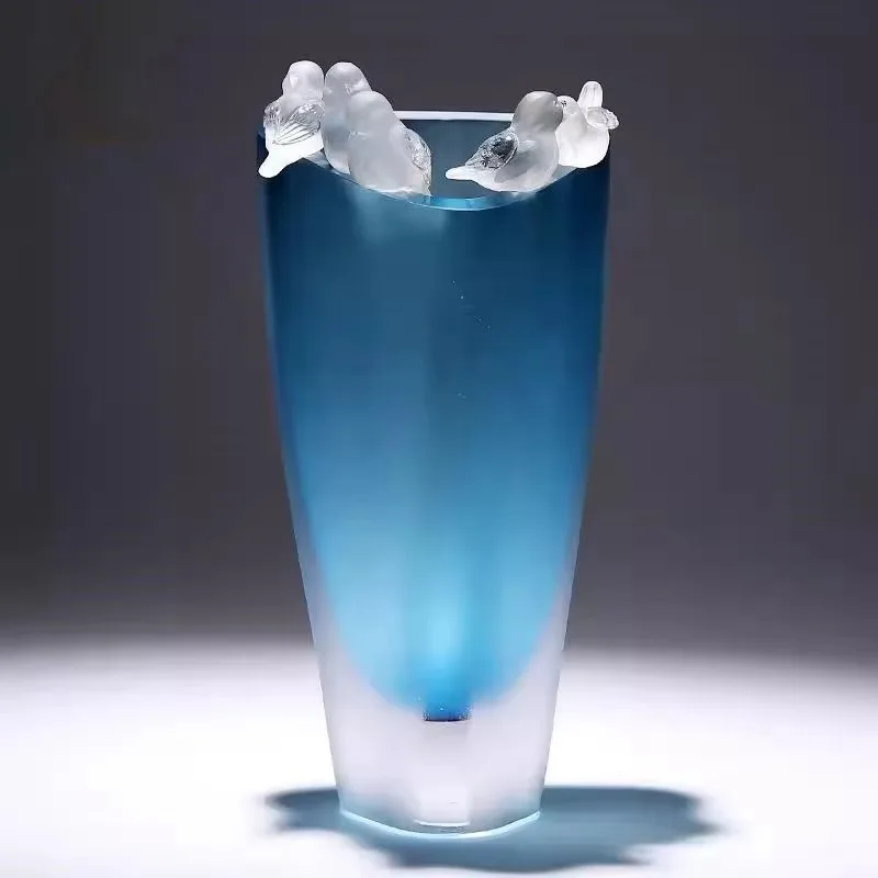 High-end vase glazed sparrow ornament