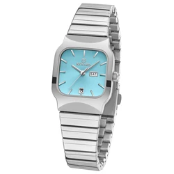 REWARD Fashion Square Watches for Women Stainless Steel Band Date Day Waterproof Casual Womens Wristwatch