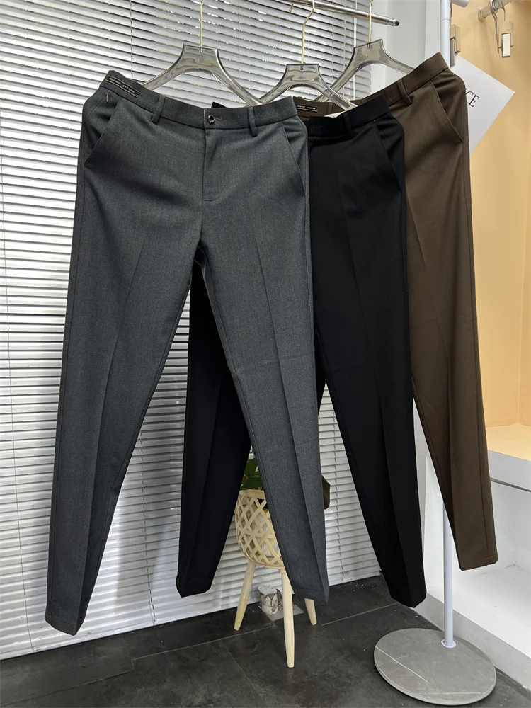 

Удобные мужские повседневные длинные брюки из мягкой мериносовой шерсти и лиоцелла, универсальные облегающие повседневные длинные брюки с манжетами