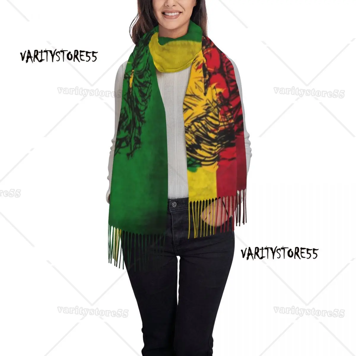 Customized Printed Lion Of Judah Rasta Jamaican Reggae Scarf Women Men Winter Warm Scarves Rastafarian Art Shawl Wrap