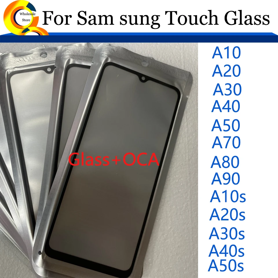 

10 шт./лот для Samsung Galaxy A10 A20 A30 A40 A50 A70 A80 A90 A10s A20s A30s A40s A50s Переднее стекло сенсорного экрана с ремонтом OCA