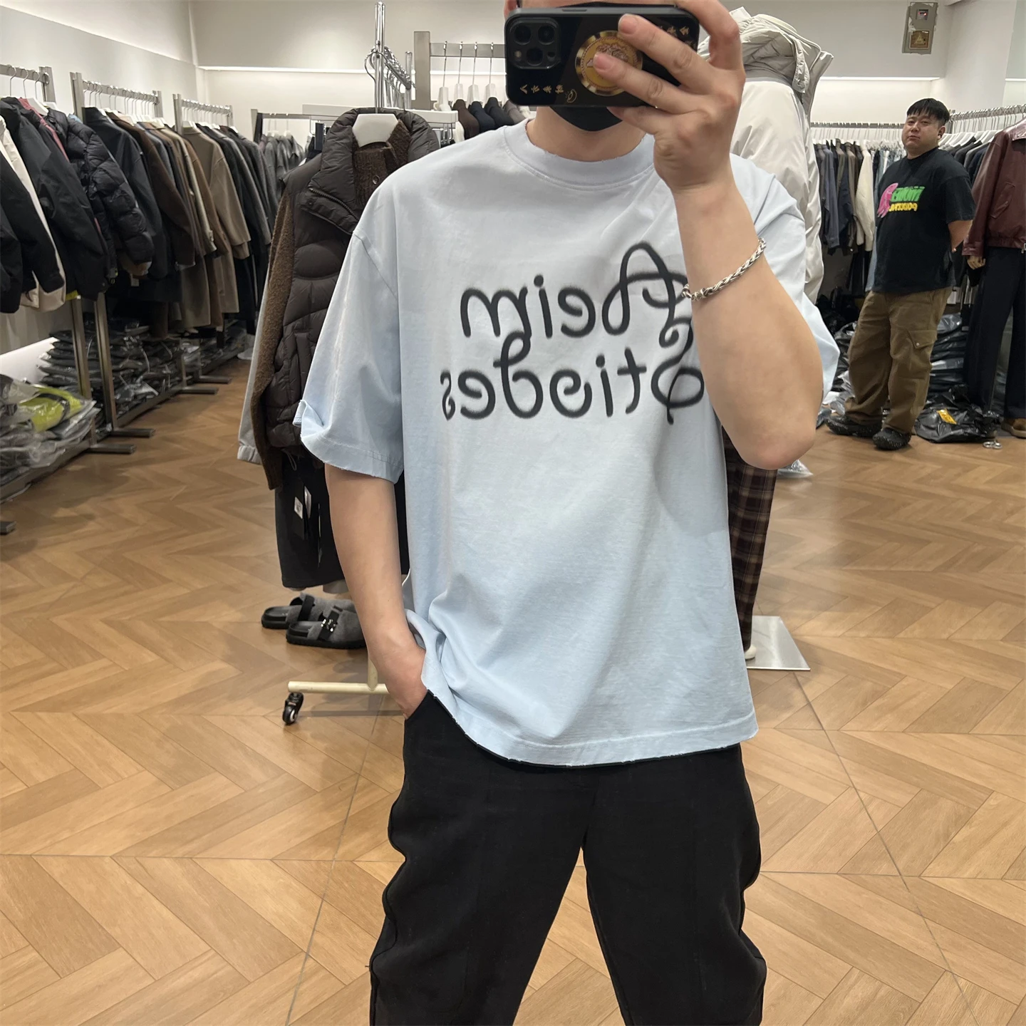 

Retro American Sle adient ort Sve T-irt Men's Loose oulder Drop Cotton Spring Summer Faionable Pure Cotton Top