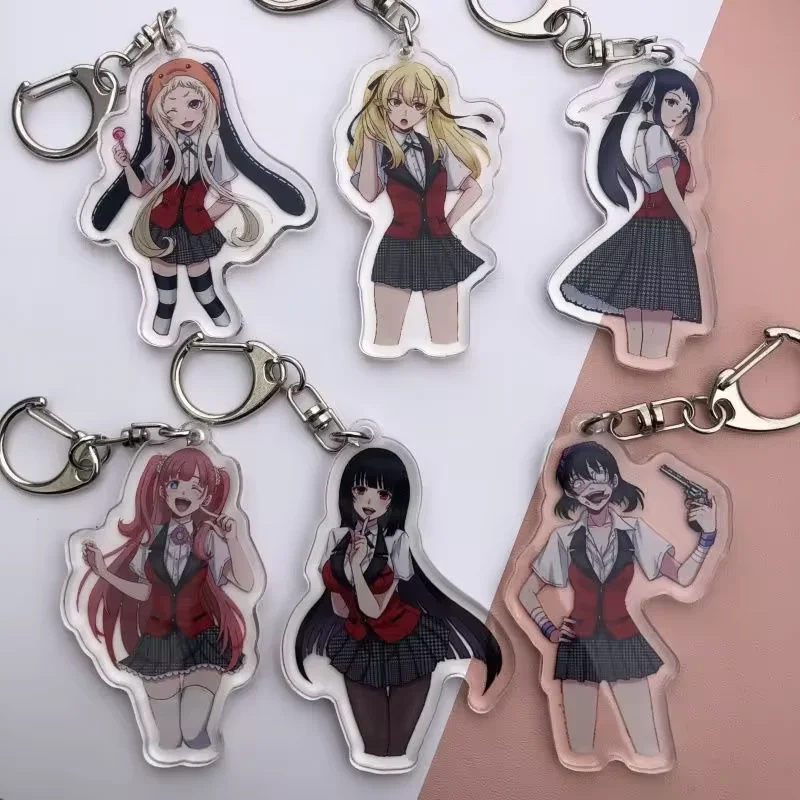 Kakegurui Anime Acrylic Keychain Yumeko Mary Midari Runa Cute School Uniform Girl Figure Bag Pendant Metal Hook Backpack Charm F