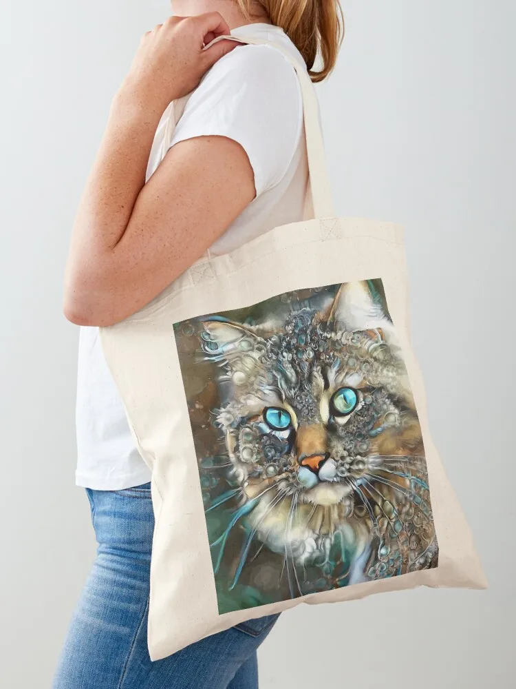 Bouclette, cat - chat, cat, lea roche paintings Tote Bag personalized tote bag hand bags Canvas Tote Bag