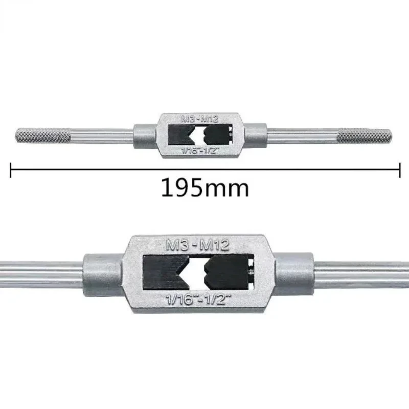 8Pcs Hss Hand Screw Tap Die Wrench,Met Verstelbare Tap Wrench 1/16-1/2,Schroefdraad Metric Plug Tap M3 M4 M5 M6 M8 M8 M12