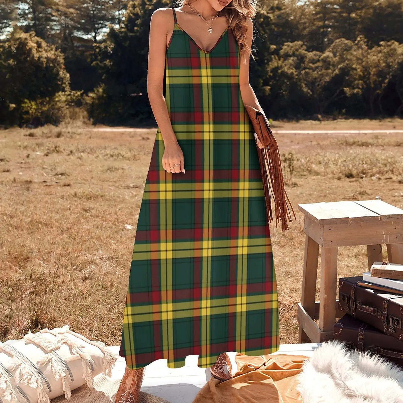 Clan Macmillan Tartan Mouwloze Jurk Avondjurken Vrouwen Prom Kleding Dameskleding Zomer 2024 Nieuwigheden