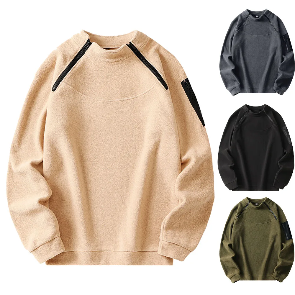 Stehkragen taktisches Herren-Sweatshirt Herbst und Winter warm locker im Freien einfarbig warm atmungsaktiv Sweatshirts