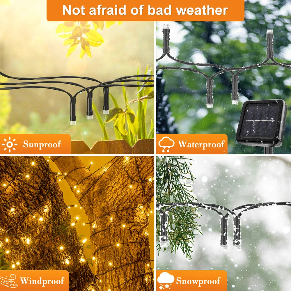 Led Solar String Lights 8 Modes Fairy String Lamp Waterproof Patio Garden Wedding Party Garland Christmas Ramadan Decoration