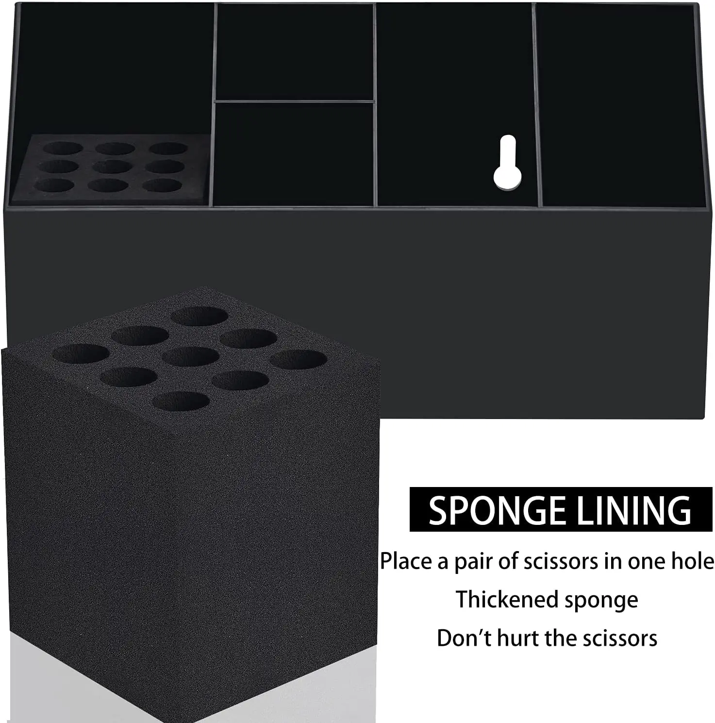Barber Tool Storage Box 26.5x14cm Black White