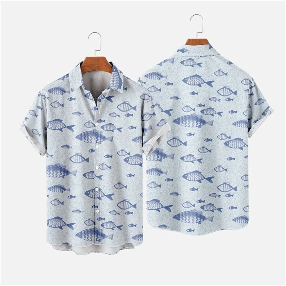 Men\'s shirts Hawaiian shirts animal print fish shrimp street casual short sleeve buttons tropical fashion Hawaiian design