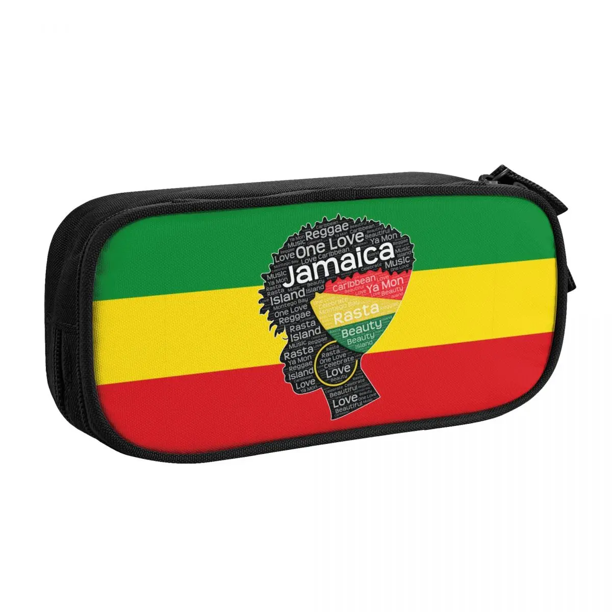 Korean Custom Jamaica Jamaican Woman Afro Puff Pencil Case for Afro Word Art Large Storage Pen Box Bag School Accessories