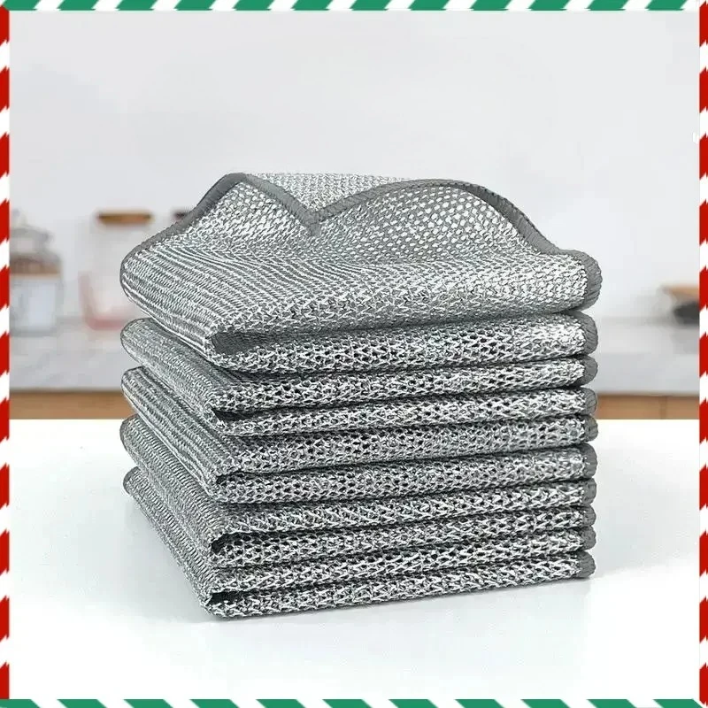 

Lots of Multipurpose Wire Cleaning Cloths Kitchen Dishwashing Cloths New Pan Pot Dishes Rags Wet & Dry Non-stick Oil Dish Cloths