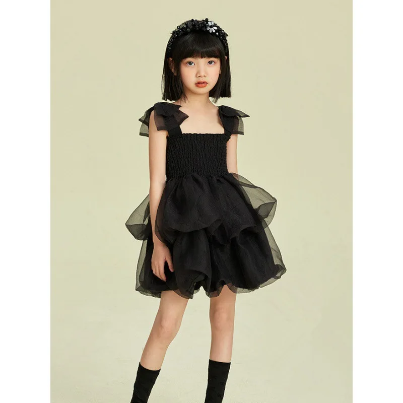 

Baby Girls' Boutique Layered Dress Black Bows Sleeveless KIds' Tutu Dresses Lolita Costume Party Wear Children Fashion Clothes