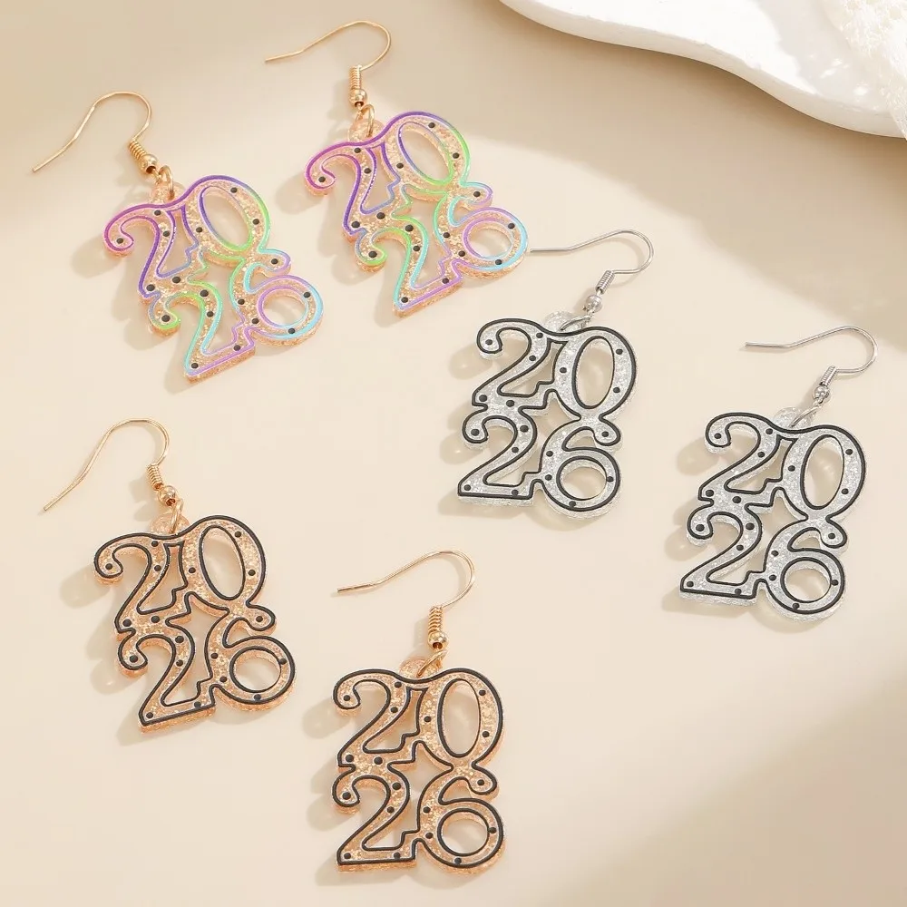 مجوهرات 2026 أقراط جمالية قطرة طويلة 2026 قلادة بريق أكريليك 2026 عدد أقراط السنة الجديدة السعيدة #5