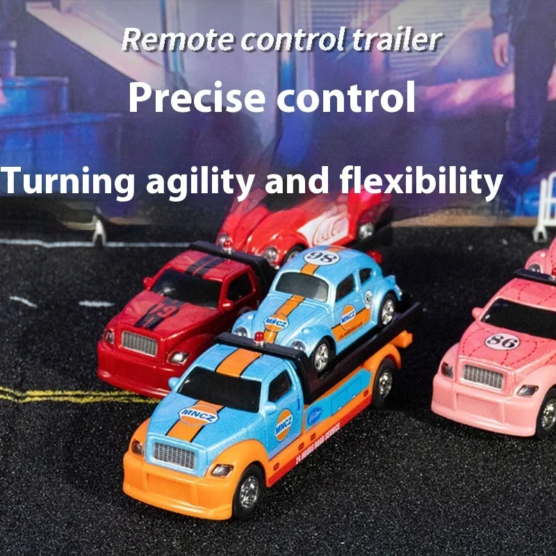 1/64 Rc Cars Remote Controlled Pickup Truck Trailer Drift Alloy Mini Car Truck Children App Radio Control Rescue Vehicle Toys