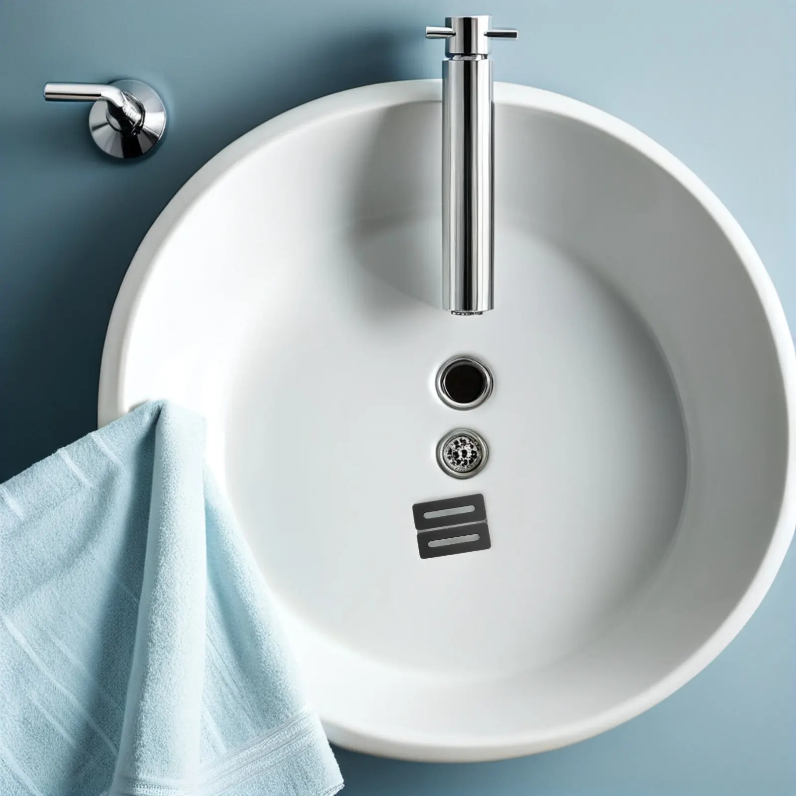 

2Pcs Matte Black Rectangular Sink Overflow Cover Metal Bathroom Sink Side Hole Cover Decorative Overflow Drain Cap for Basin