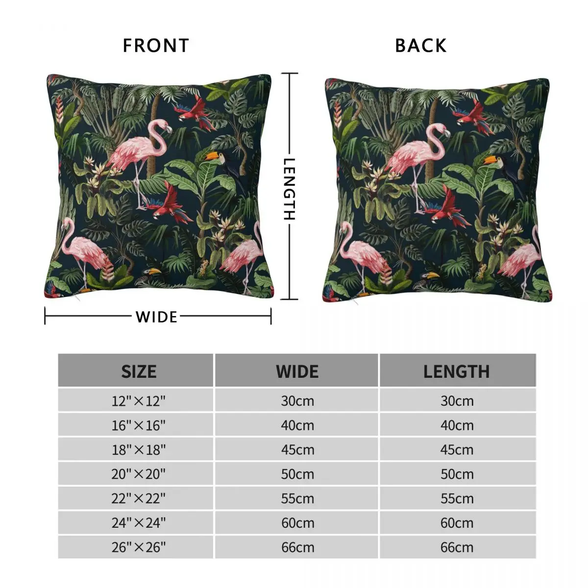 Jungle Toucan Flamingo Parrot Square Pillowcase Polyester Linen Velvet Creative Decor Pillow Case Car Cushion Cover Wholesale