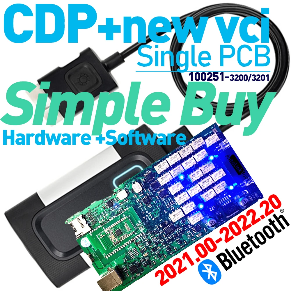 PCB único 2023.00 Solicitação de atualização Bluetooth Novo VCI A+ Quality One Board HW DS VD TCS MultiDiag Scan AUTO COMING CDPs OBD2 Função de