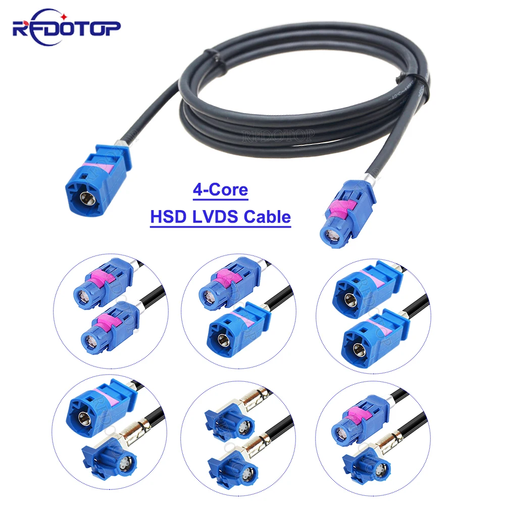 Cable HSD LVDS, Código Azul, Conector Macho/Hembra de 4 Pines, Cable de Video para Navegación GPS de Coche, Arnés de Cableado de Alta Velocidad para Audio