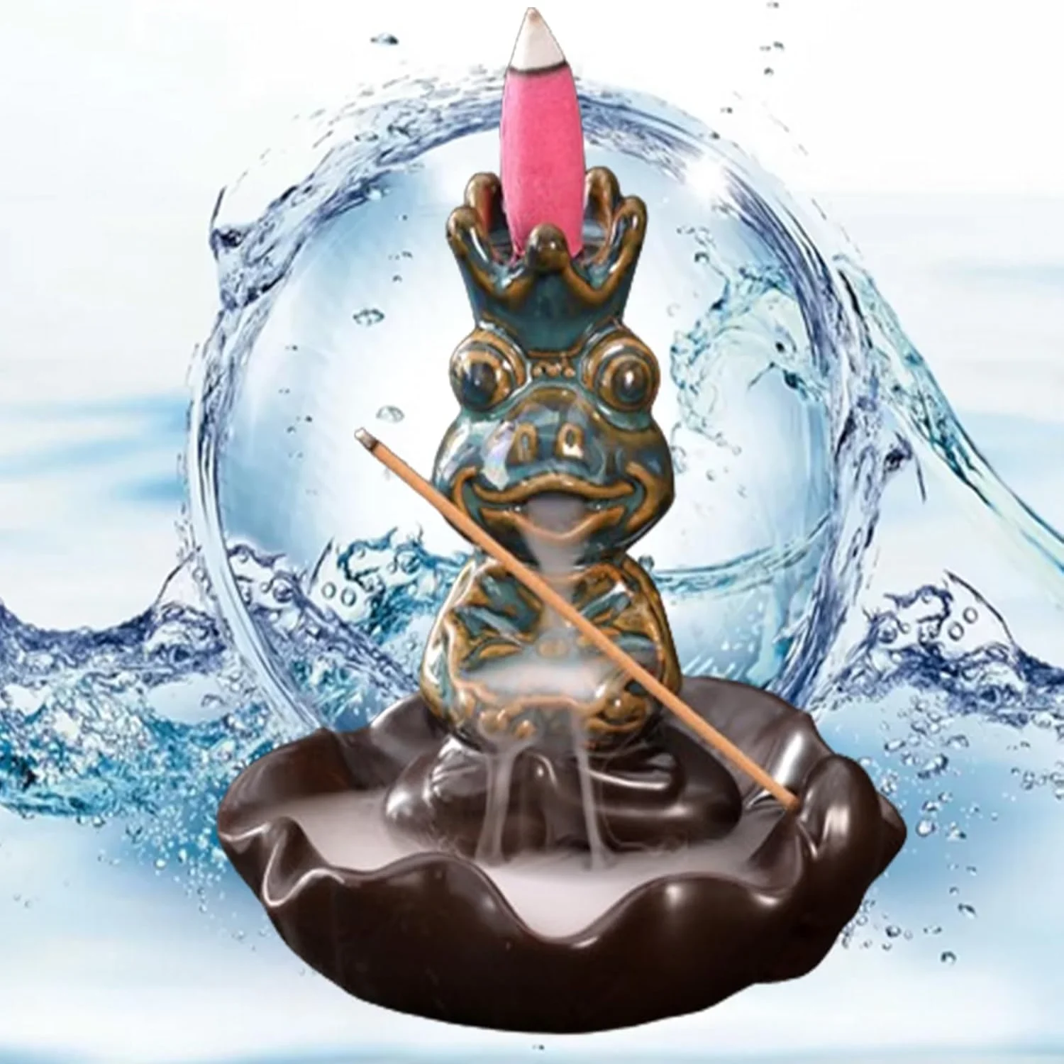Ceramic Holder, Backflow Burner Ceramic Small Portable Censer Holder Aromatherapy Ornament Decor Smoke Burner for Yoga Med