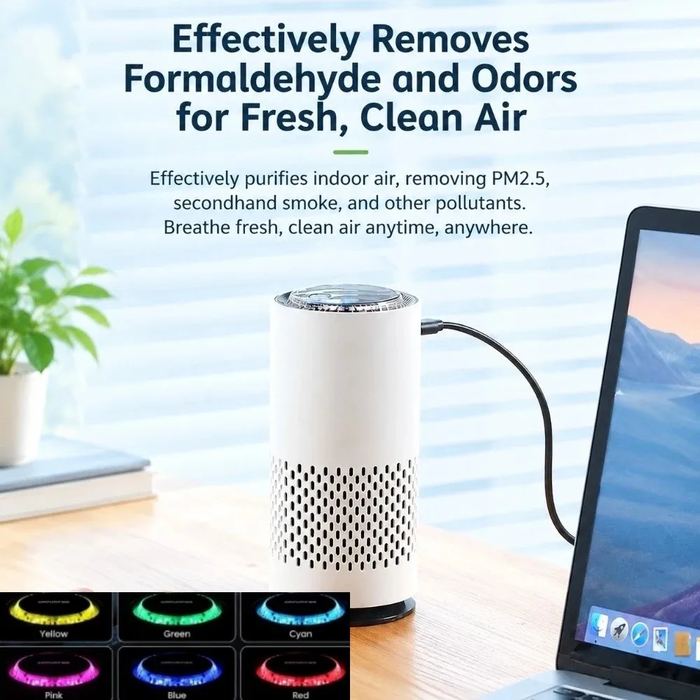 HEPA Filter Car Air Purifier Low Noise 360 Degree Intake Negative Ion Generator Mini Compact Portable Air Purifier Home