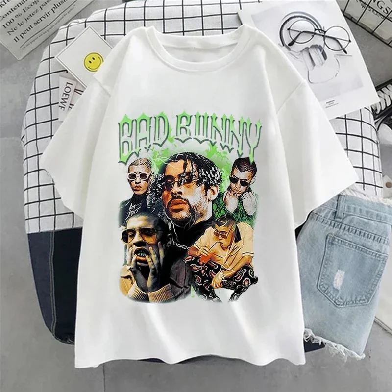 UN VERANO SIN TI Bad Bunny Print Fashion T-shirt Hip Hop Album Men Women Universal Round Neck Short Sleeve Cotton Clothing