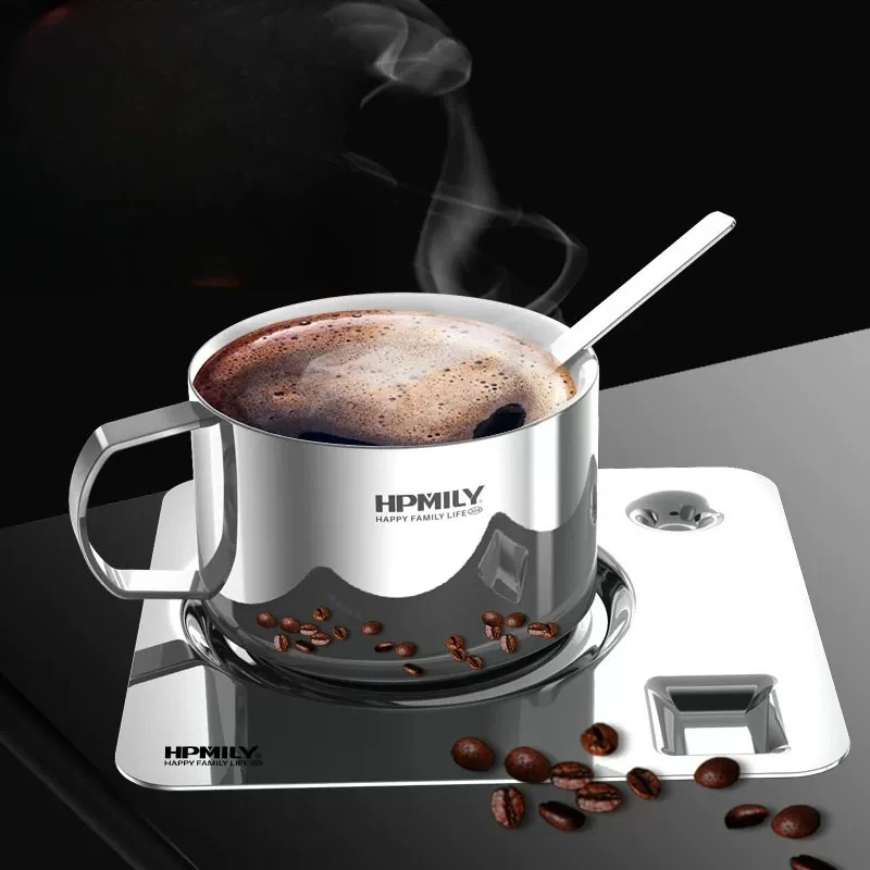 

LMM stainless steel coffee cup high-end light luxury hanging ear espresso cup and saucer set