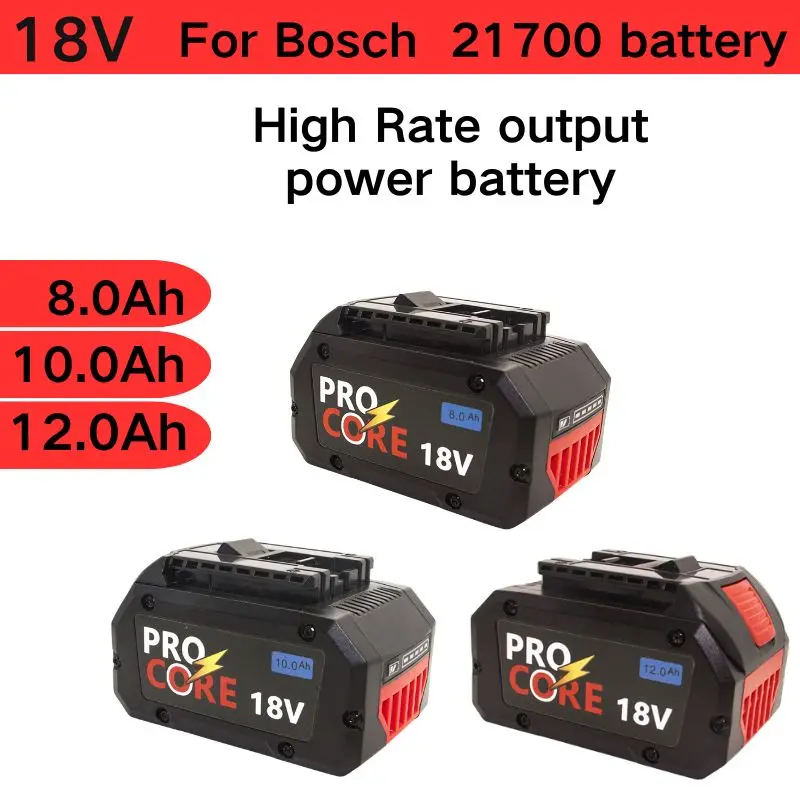 

8Ah,10Ah,12Ah battery replacement,suitable for Bosch 18V cordless tool BAT609, BAT618 GBA18V, 21700 high-power 5C power battery