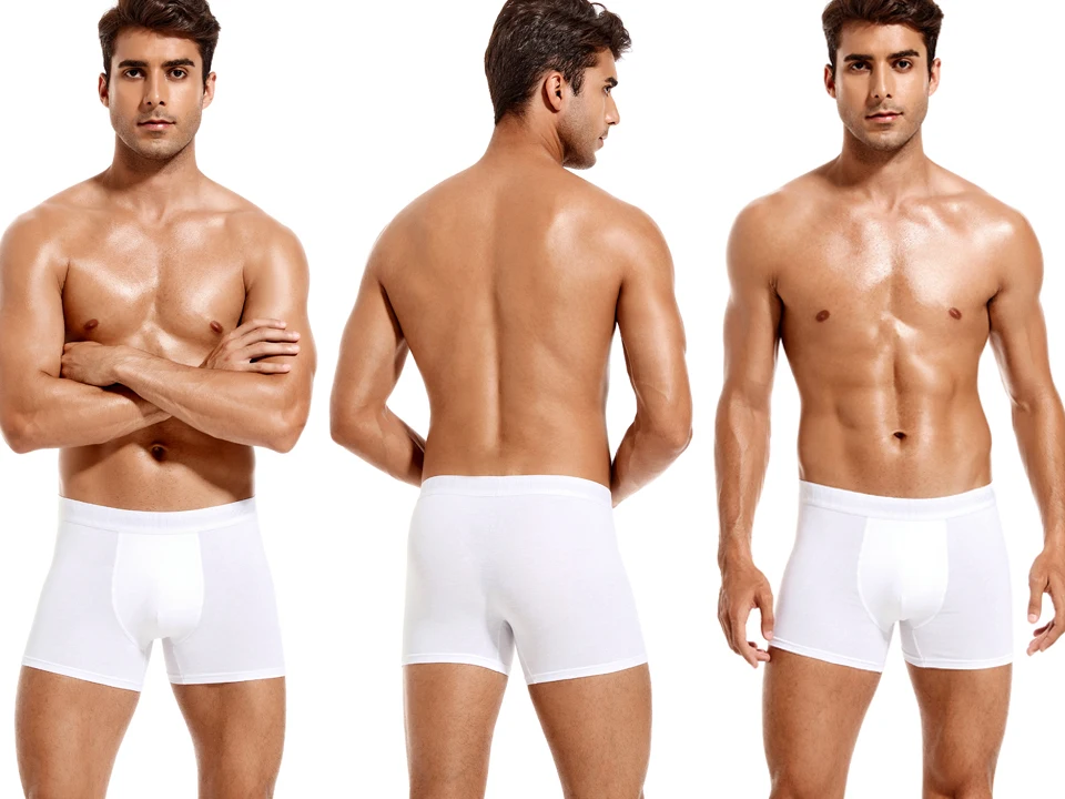 3 Stück weiße Baumwollunterwäsche für Herren, Boxershorts, weiche, sexy Herrenhöschen, mit Buchstabenmuster, elastischem Bund, Boxershorts, Herrenunterhosen, bedruckte Trunks – Detail 9
