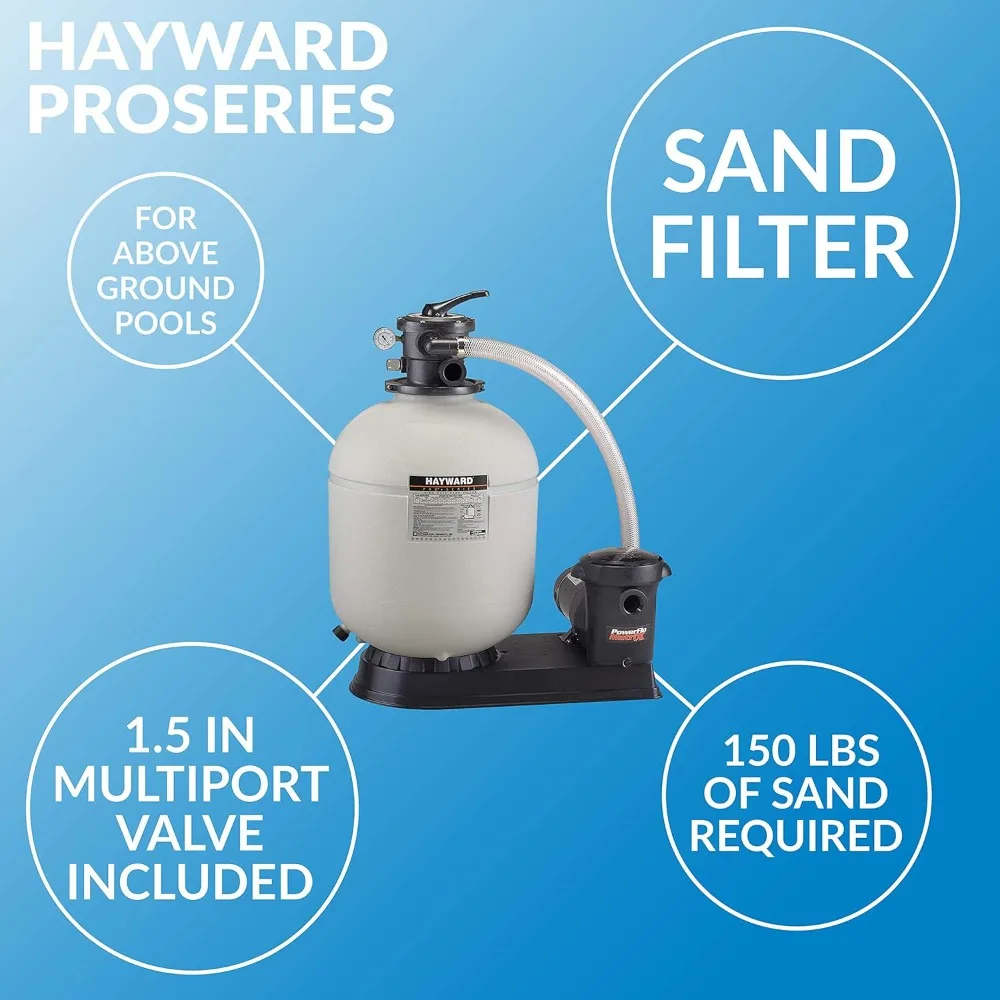 

Система песочного фильтрации для наземных бассейнов ProSeries 18 дюймов, 1 л.с., доставка по США