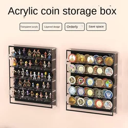 Acrylic Coin Holder Challenge Coin Badges Display Case 45 Military Medals Shadow Box Mini Handmade Statue Collection Display Box