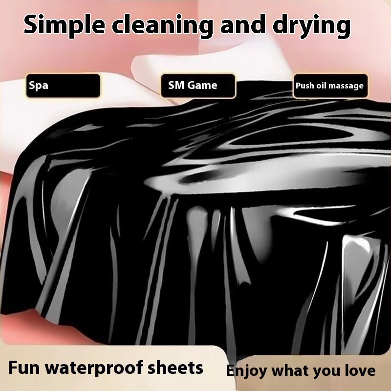

New Waterproof Couple Game Waterproof Bed Sexy Sheet Waterproof PU Bed Sheet Oil Resistant SPA Mattress Black PVC Bed Sheets