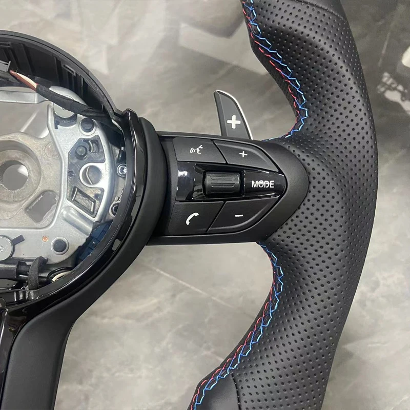 Half-Perforated Steering Wheel for BMW E90 E92 E70 F01 F10 F11 F15 F20 F22 F25 F30 F31 F35 F36 Flat Bottom M Sports with Paddle view 4