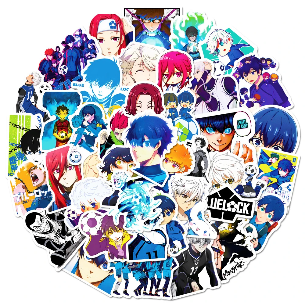 10/30/50pcs Blue Lock Anime Stickers for Kids Toys Waterproof Graffiti Skateboard Laptop Phone Case Kids Cartoon Sticker Packs