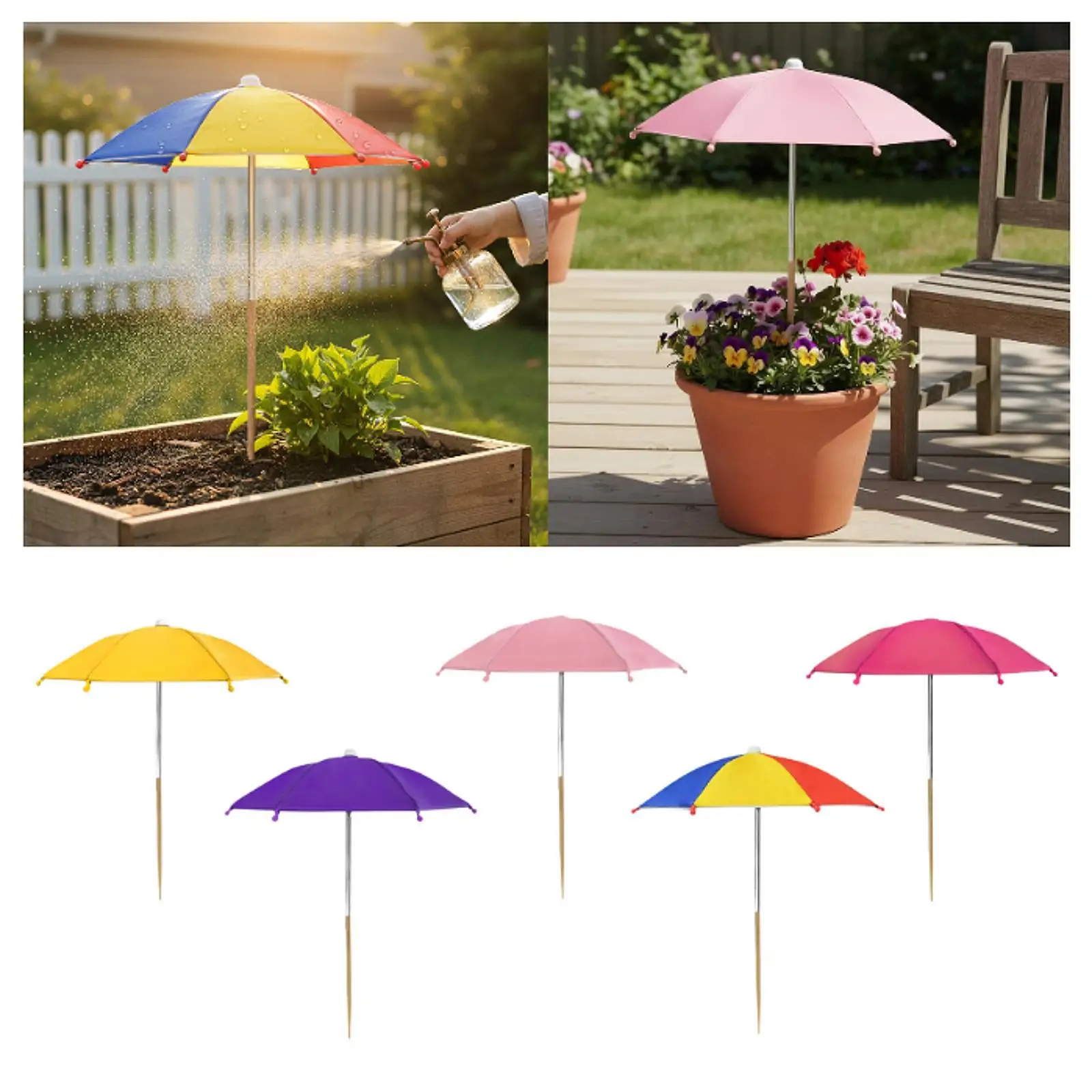 Outdoor Patio Plant Umbrella Lightweight Sun Protector Cut Windproof Umbrella for Potted Flowers