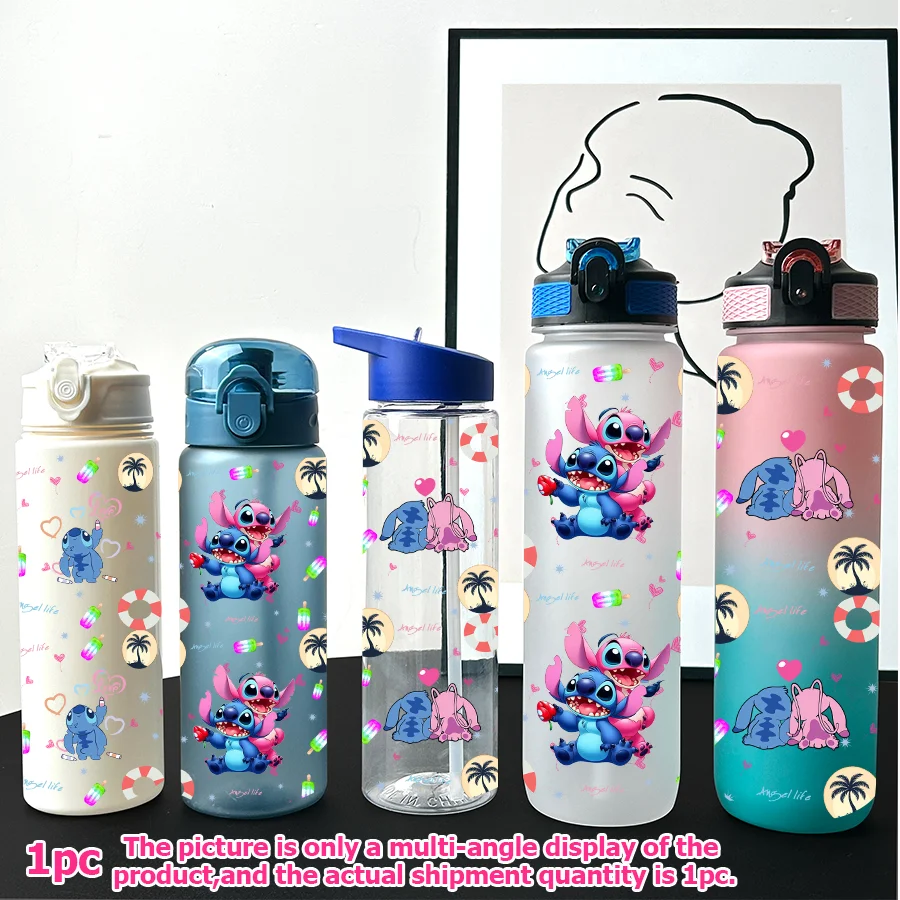

1Pc Disney Stitch Angel Printed 23-32oz Multi-plastic Water Bottle Portable Sports Water Cup Birthday Gift